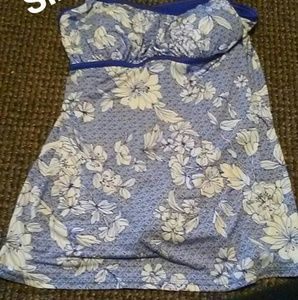 One peice blue floral swimsuit